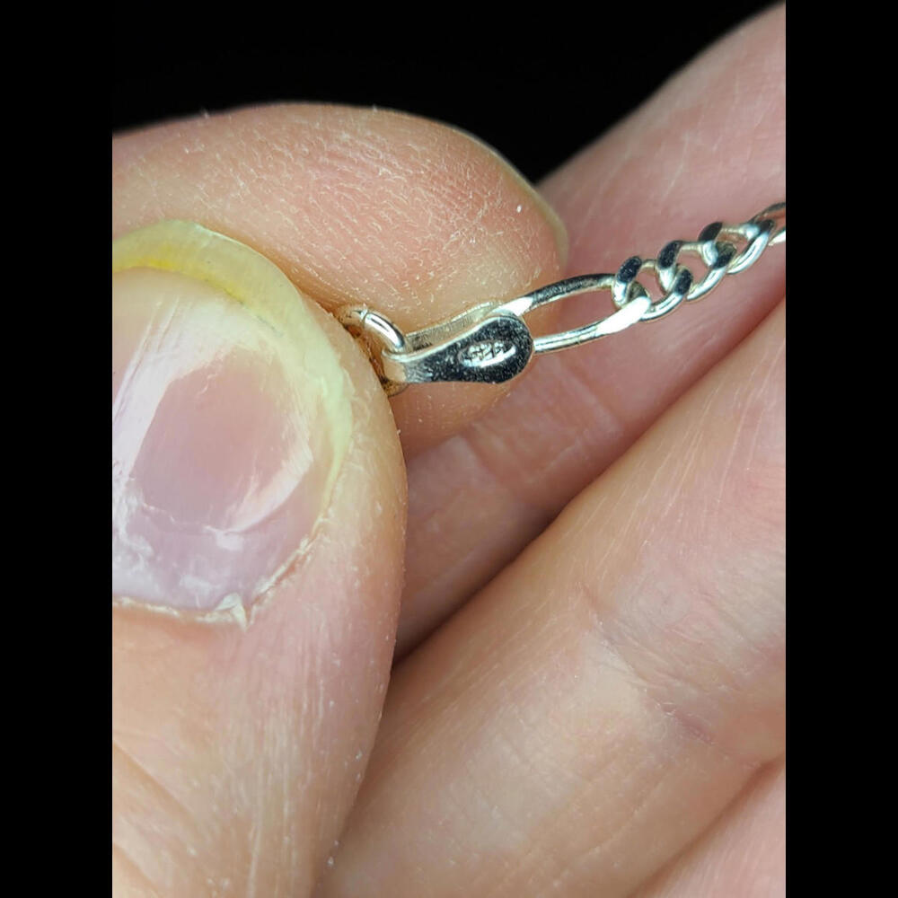 10 Inch Figaro Style Sterling Silver Bracelet 925 Made In Italy With 925 Lobst - Picture 5 of 9